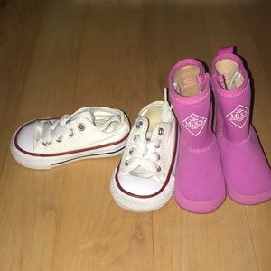 Infant converse and Muck boots size 3